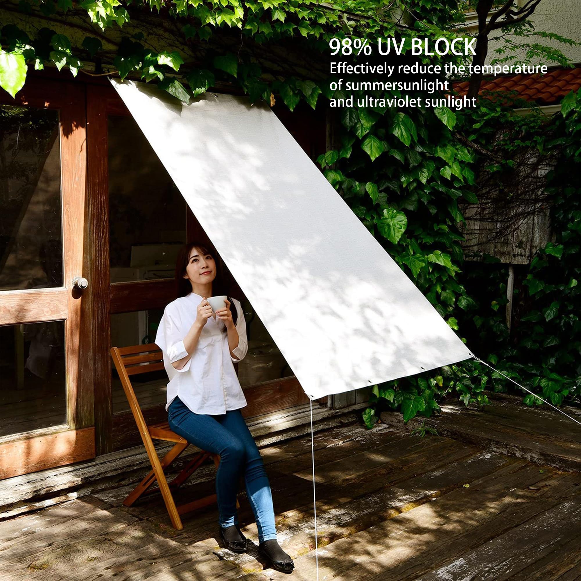 Amazon.co.jp: オーニング シェード 85 x 600 cm 日除けも風通しも両立